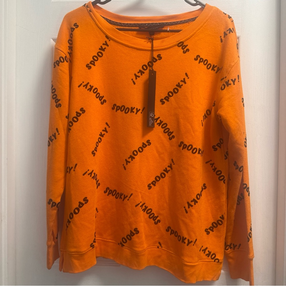 Jane and Delancey Orange Spooky Sweater